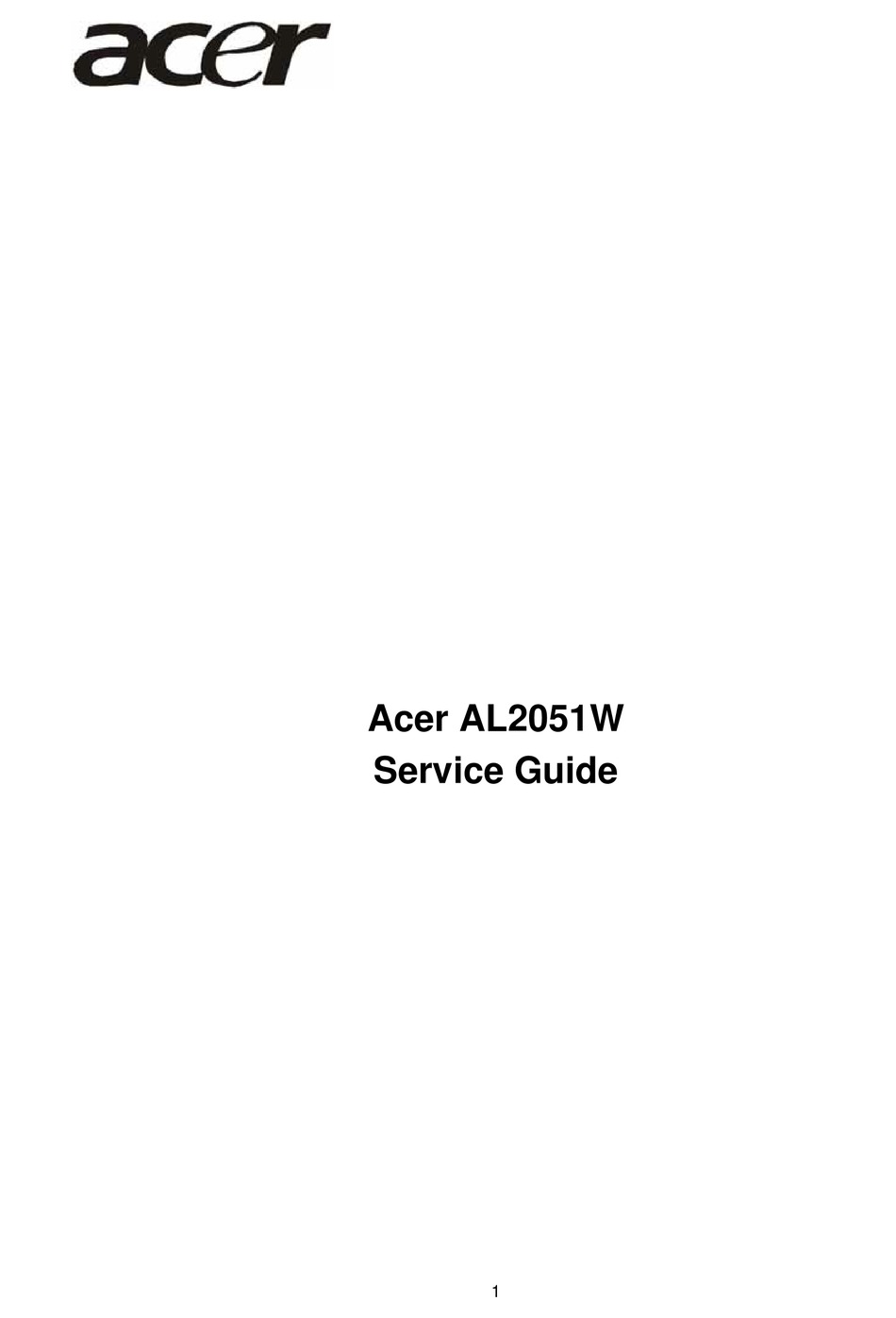 ACER AL2051 SERVICE MANUAL Pdf Download | ManualsLib