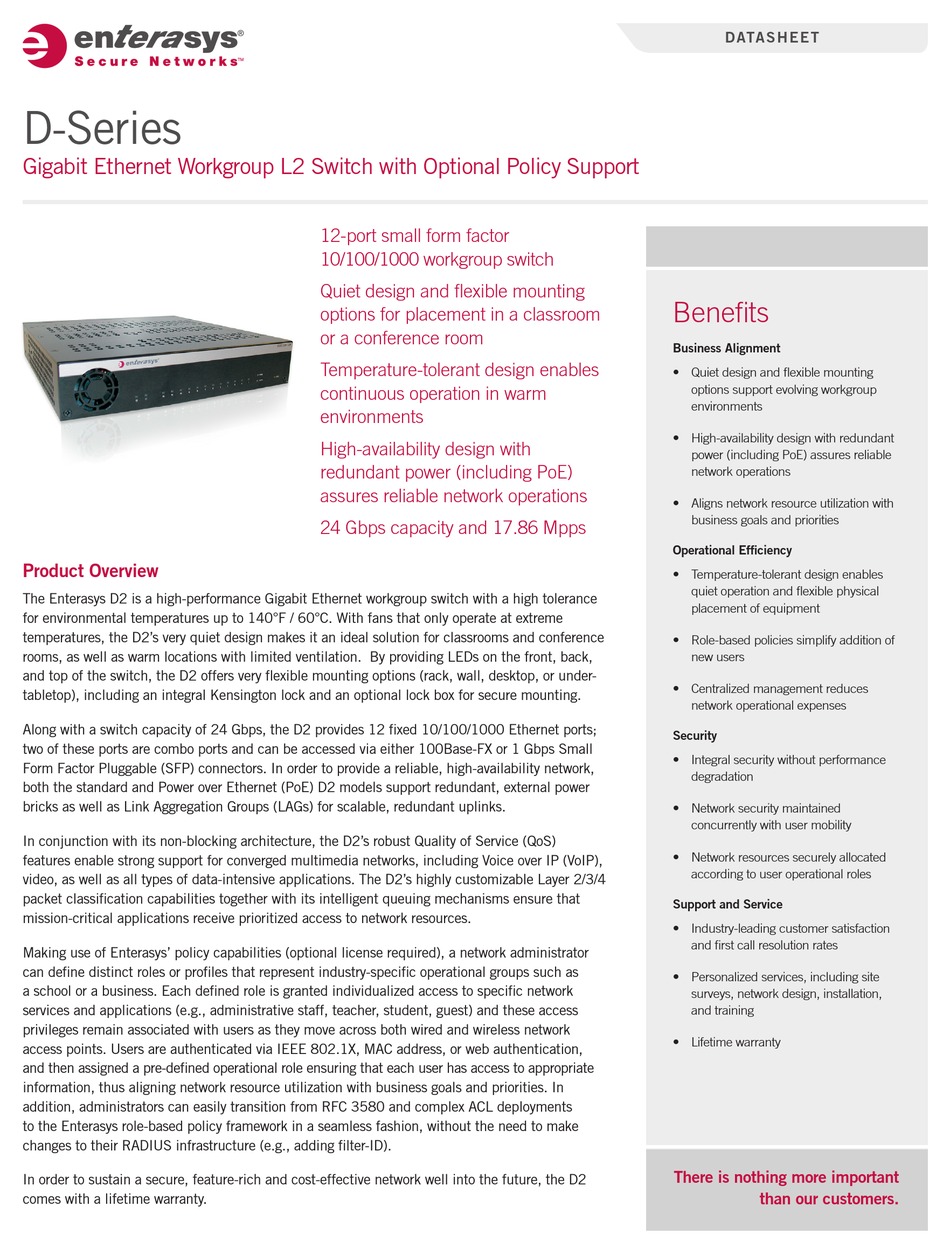 ENTERASYS D2G12412 SWITCH DATASHEET ManualsLib