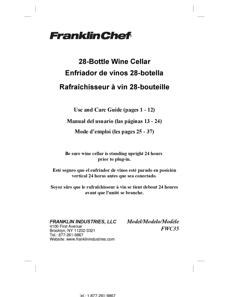 FRANKLIN CHEF FWC35 USE AND CARE MANUAL Pdf Download | ManualsLib
