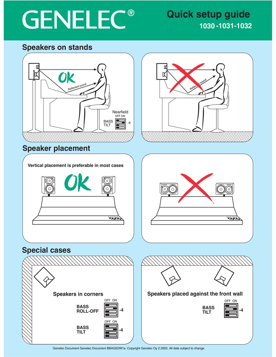 GENELEC 1030A SPEAKER QUICK SETUP MANUAL ManualsLib