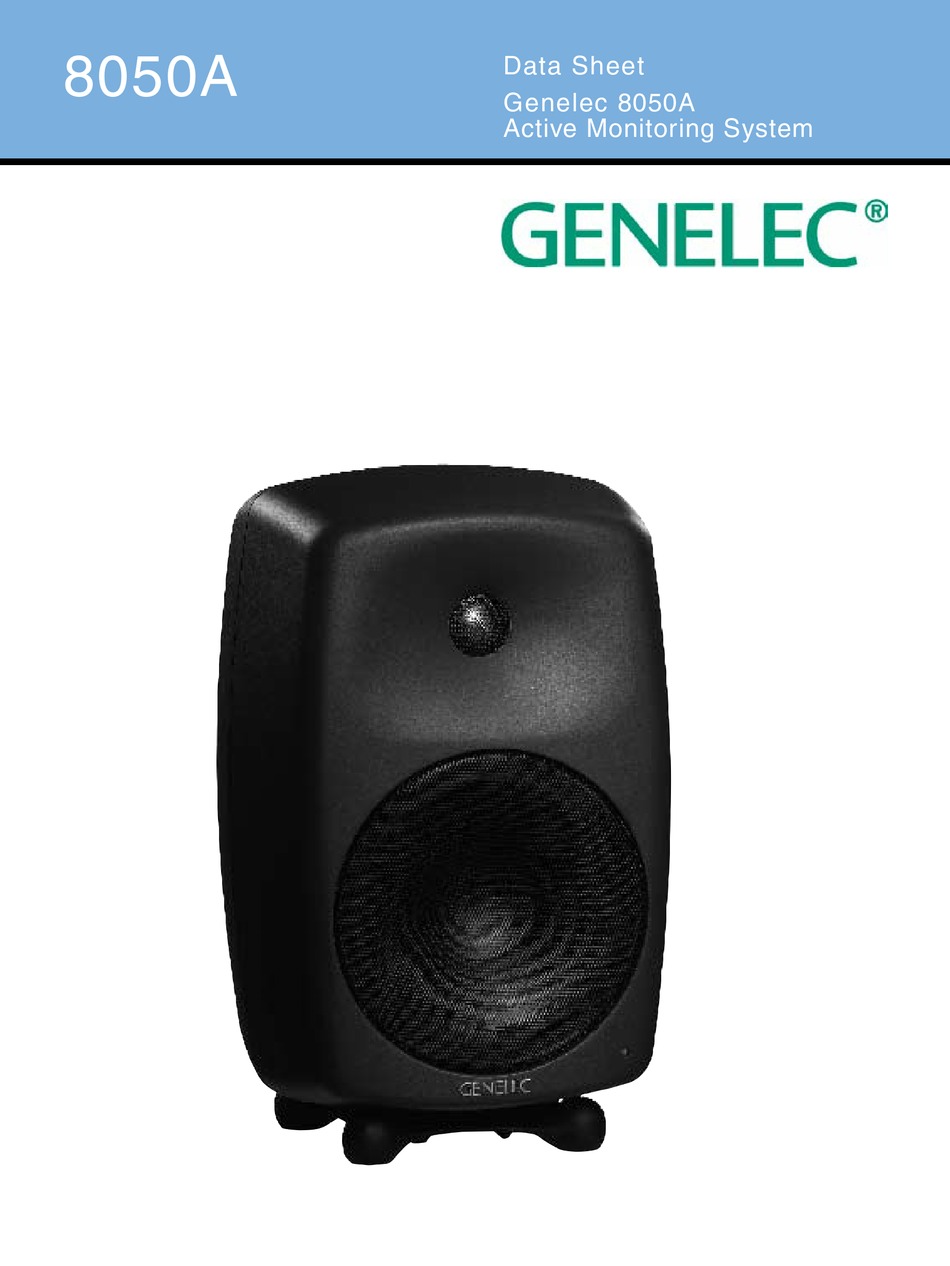GENELEC 8050A SPEAKER DATASHEET ManualsLib