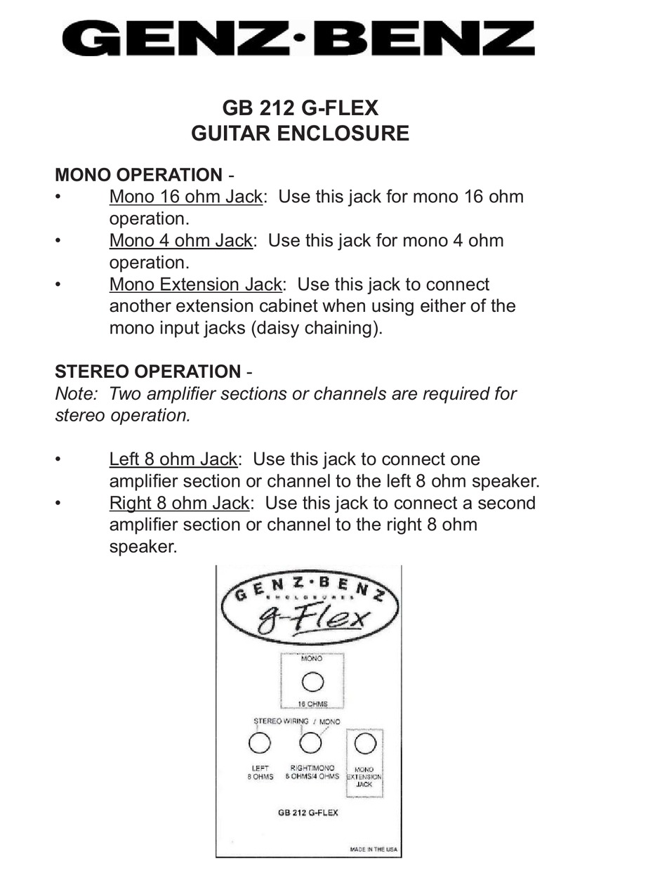 GENZ BENZ GB 212G-FLEX ENCLOSURE USER MANUAL | ManualsLib
