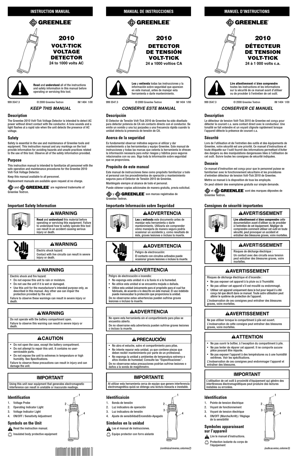 GREENLEE 2010 INSTRUCTION MANUAL Pdf Download | ManualsLib