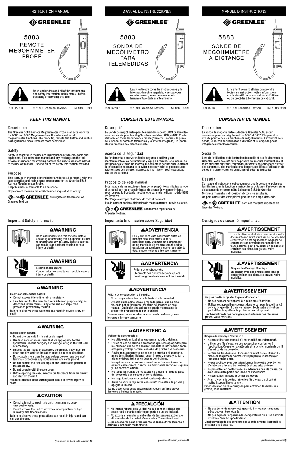 GREENLEE 5883 USER MANUAL Pdf Download | ManualsLib