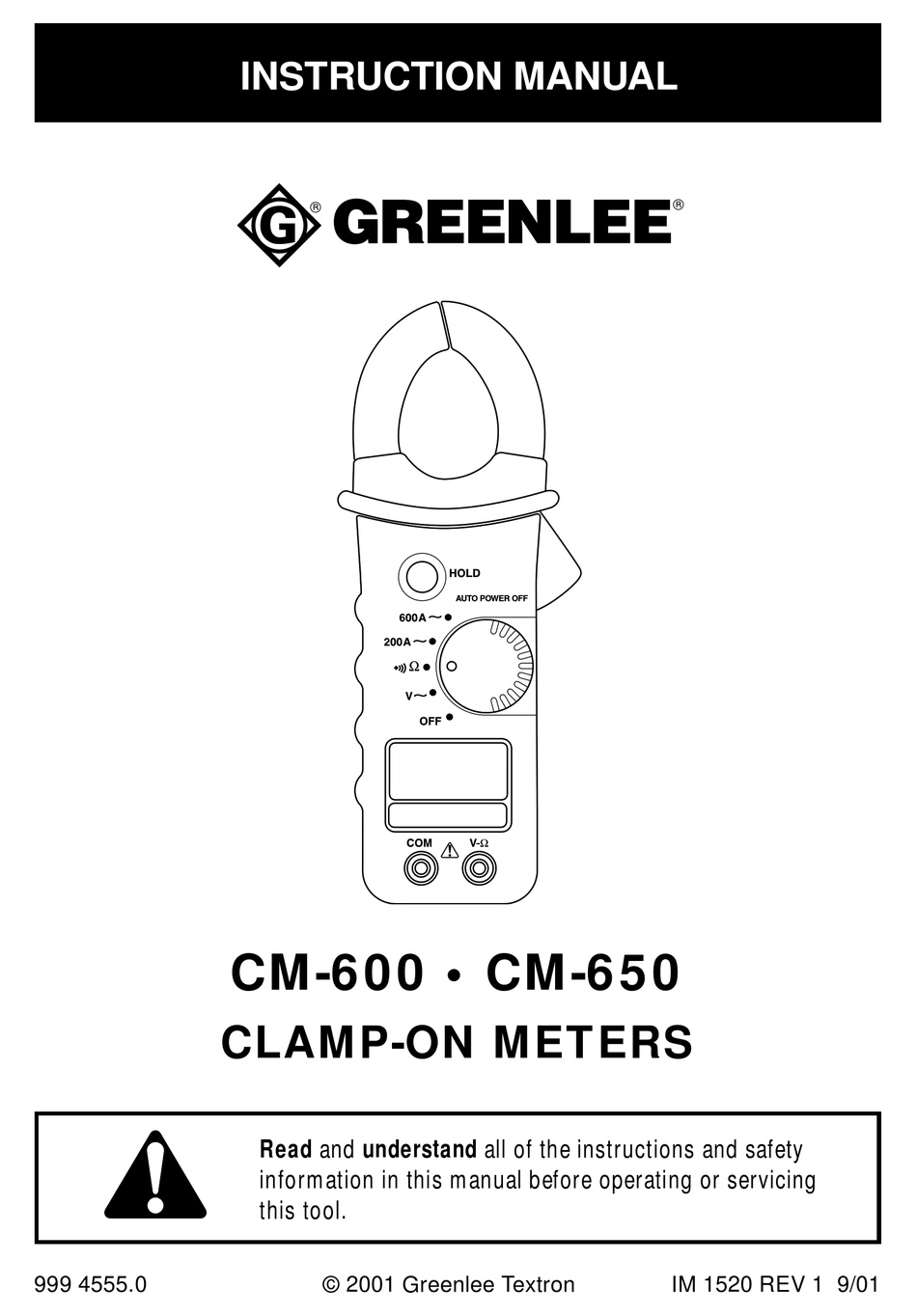 GREENLEE CM-600 INSTRUCTION MANUAL Pdf Download | ManualsLib