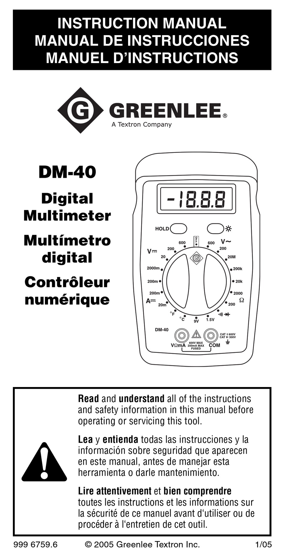 GREENLEE DM-40 INSTRUCTION MANUAL Pdf Download | ManualsLib