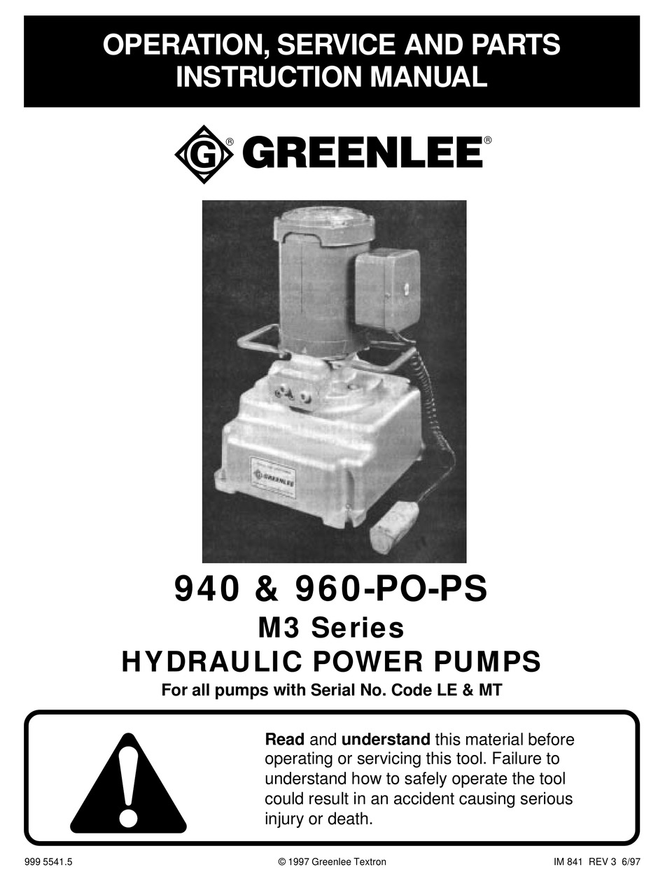 GREENLEE 940 INSTRUCTION MANUAL Pdf Download ManualsLib