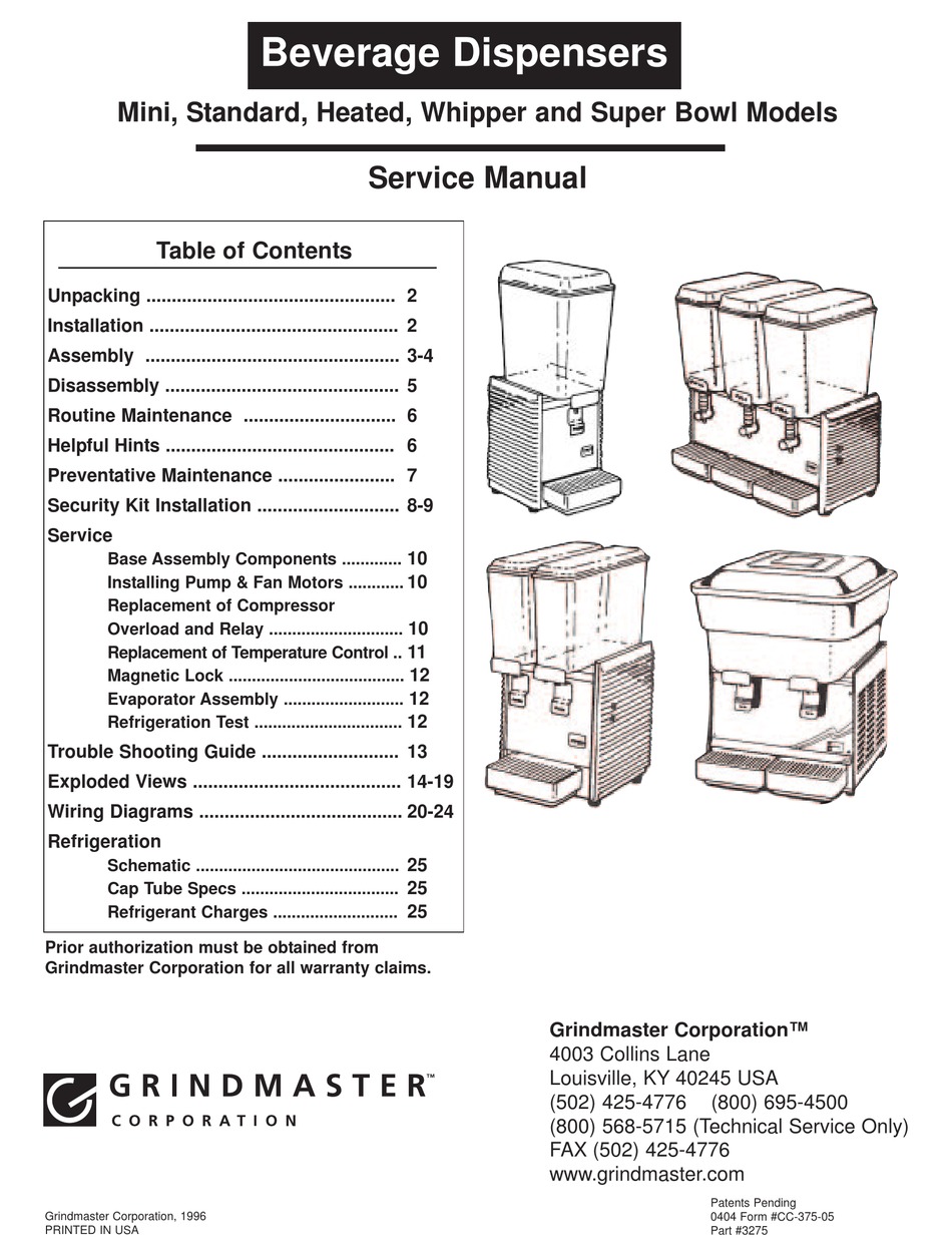 Crathco Beverage Dispenser Manual 80+ Pages - Manual Updated 