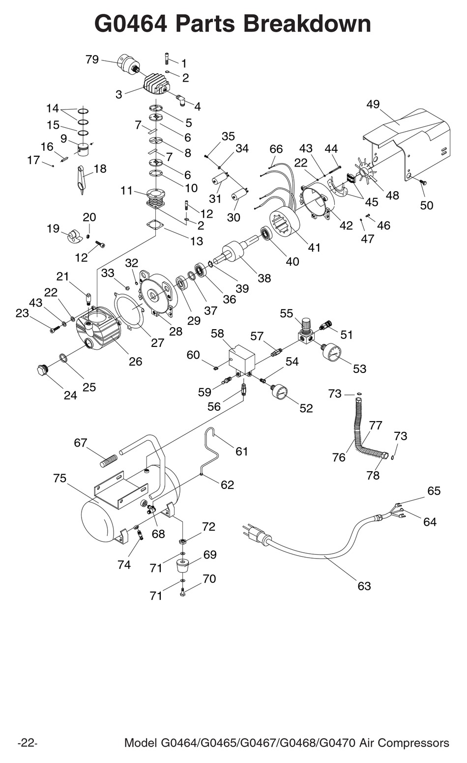 GRIZZLY G0464 AIR COMPRESSOR PARTS BREAKDOWN | ManualsLib