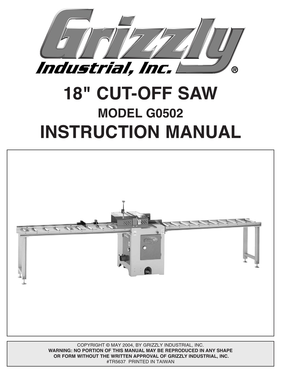 GRIZZLY G0502 SAW INSTRUCTION MANUAL | ManualsLib