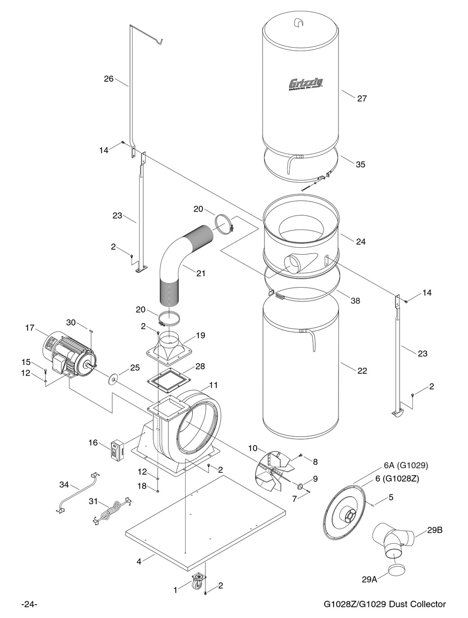 GRIZZLY G1029Z DUST COLLECTOR PARTS MANUAL ManualsLib