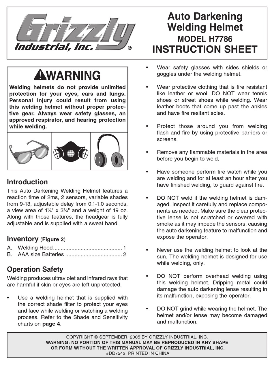 GRIZZLY H7786 INSTRUCTION SHEET Pdf Download | ManualsLib