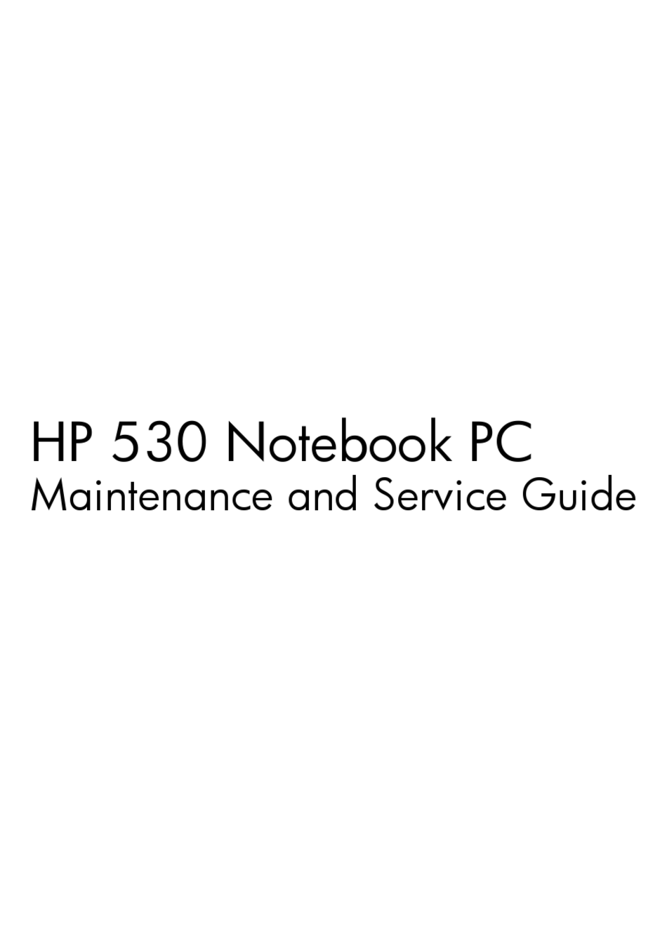 Hp 530 Maintenance And Service Manual Pdf Download Manualslib