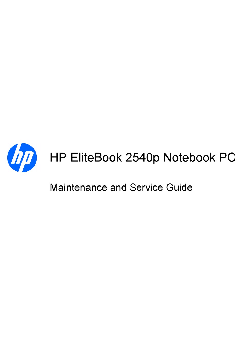 HP ELITEBOOK 2540P MAINTENANCE AND SERVICE MANUAL Pdf Download | ManualsLib