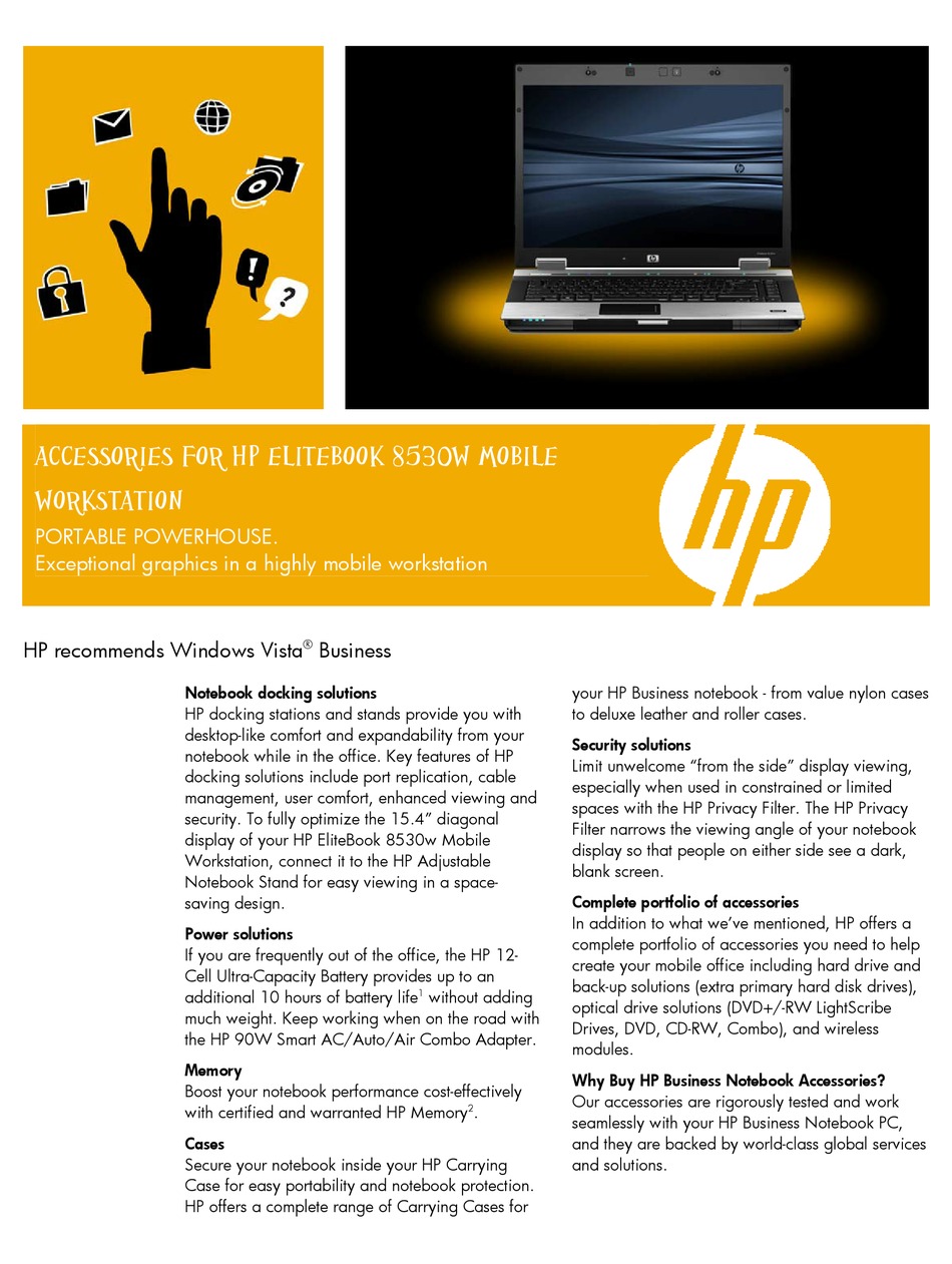 HP ELITEBOOK 8530W ACCESSORIES MANUAL Pdf Download | ManualsLib