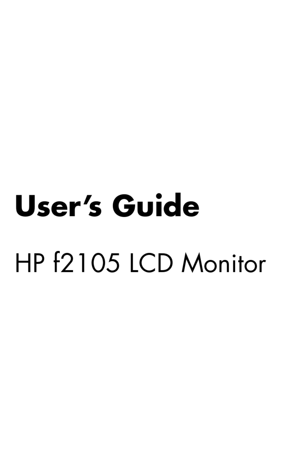 HP PAVILION F2105 MONITOR USER MANUAL ManualsLib