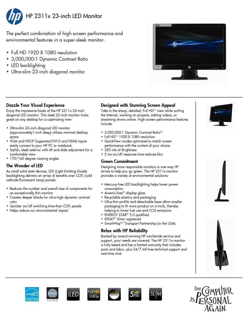 hp 2311x 23 inch led monitor