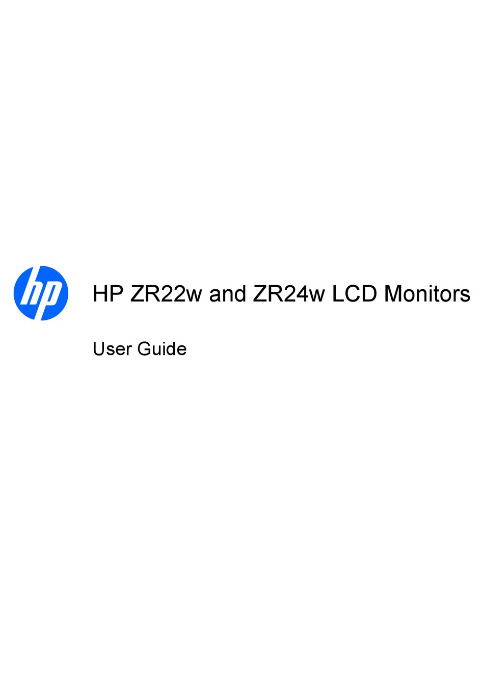 HP ZR22W USER MANUAL Pdf Download | ManualsLib