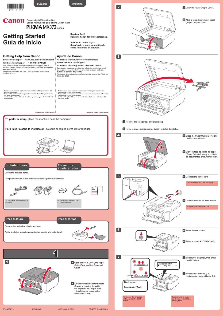 CANON PIXMA MX372 SERIES GETTING STARTED MANUAL Pdf Download | ManualsLib