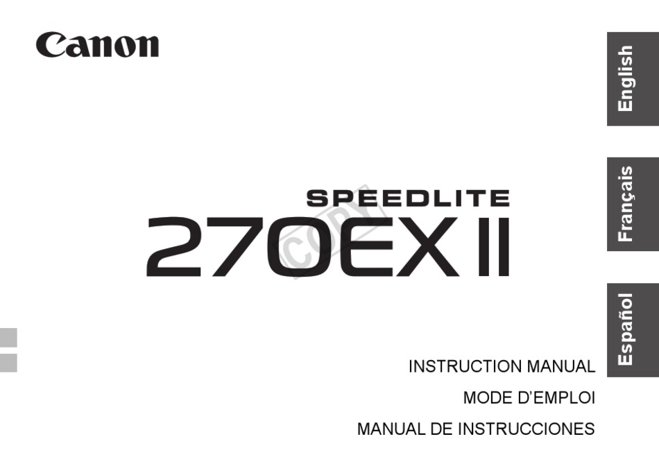 CANON SPEEDLITE 270EX II CAMERA FLASH INSTRUCTION MANUAL ManualsLib