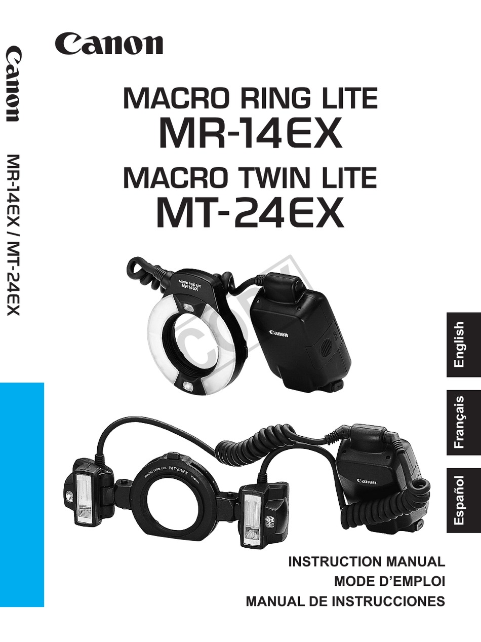 CANON MACRO RING LITE MR14EX CAMERA FLASH INSTRUCTION MANUAL ManualsLib