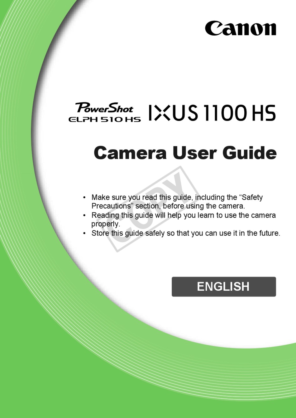 CANON POWERSHOT ELPH 510 HS DIGITAL CAMERA USER MANUAL ManualsLib