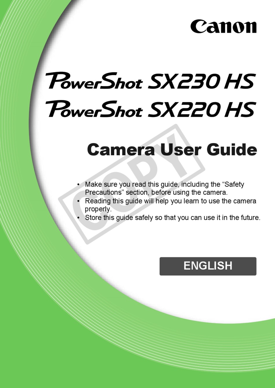 CANON POWERSHOT SX230 HS USER MANUAL Pdf Download | ManualsLib