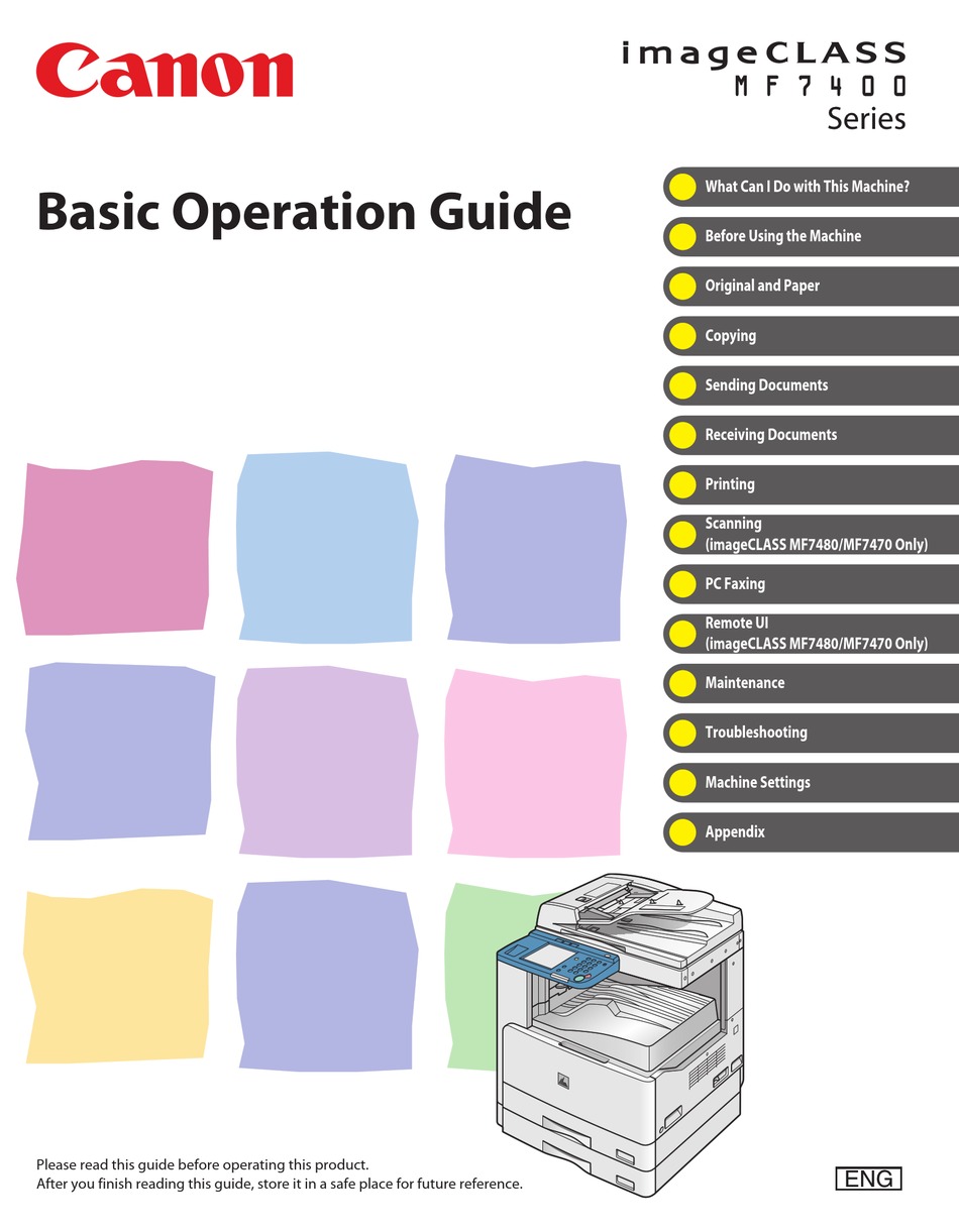 CANON IMAGECLASS MF7470 PRINTER BASIC OPERATION MANUAL | ManualsLib