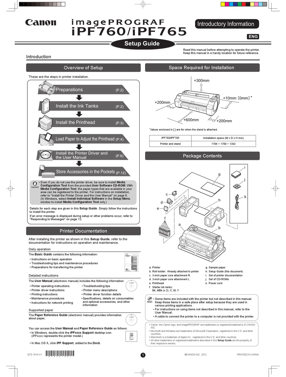 CANON IMAGEPROGRAF IPF760 SETUP MANUAL Pdf Download ...