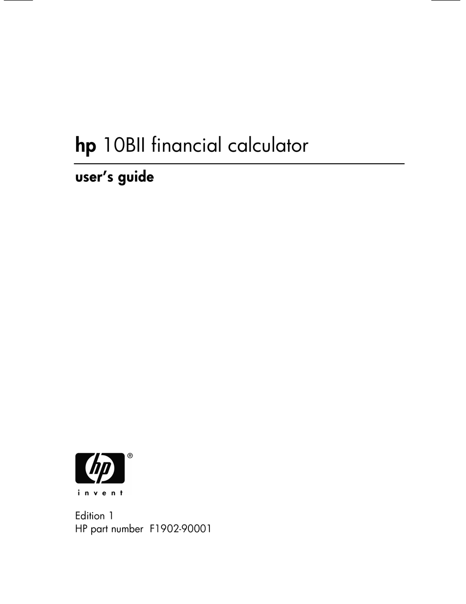Hp 10bii Calculator User Manual Manualslib