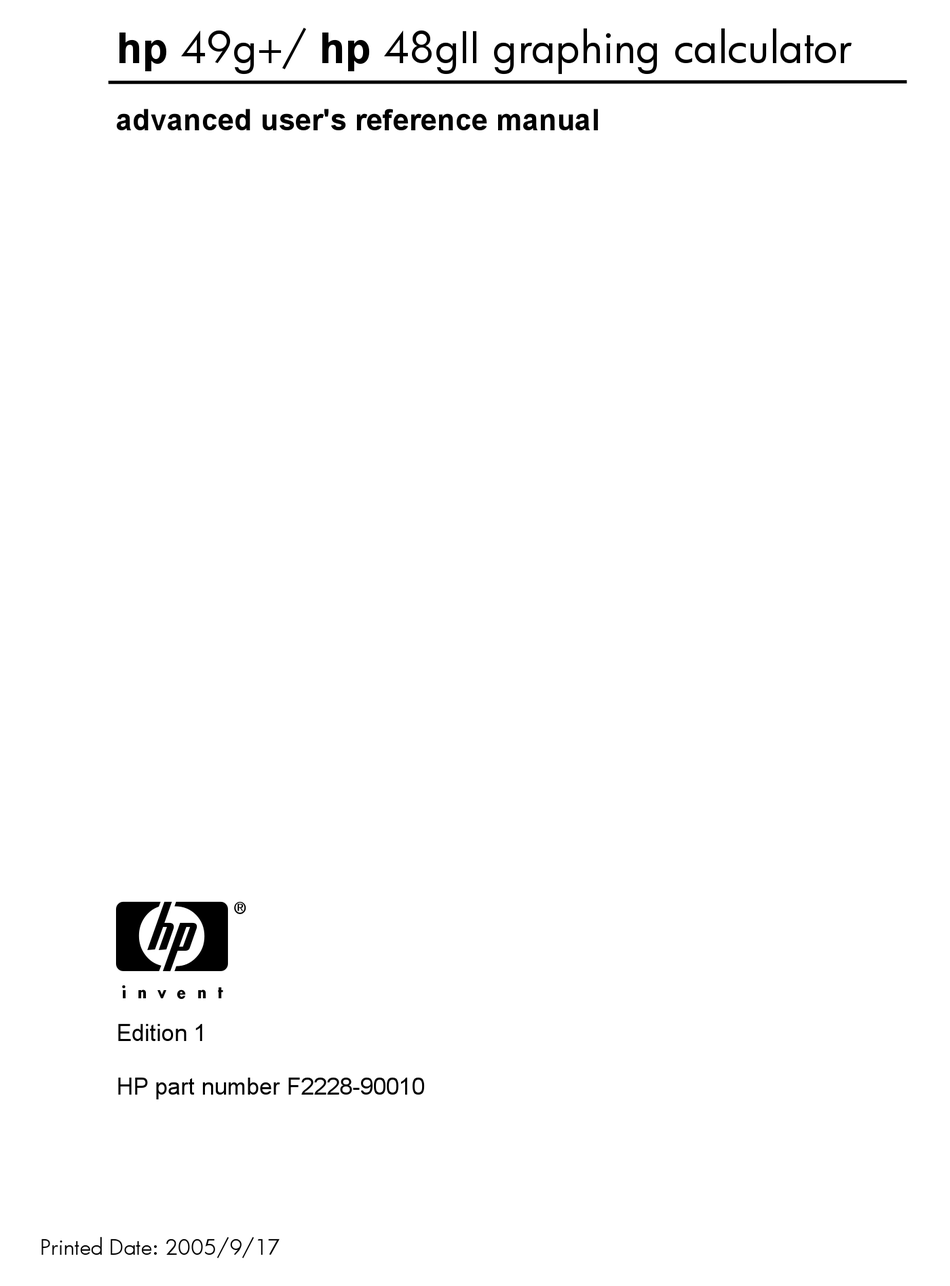 Hp 48gii Advanced User S Reference Manual Pdf Download Manualslib