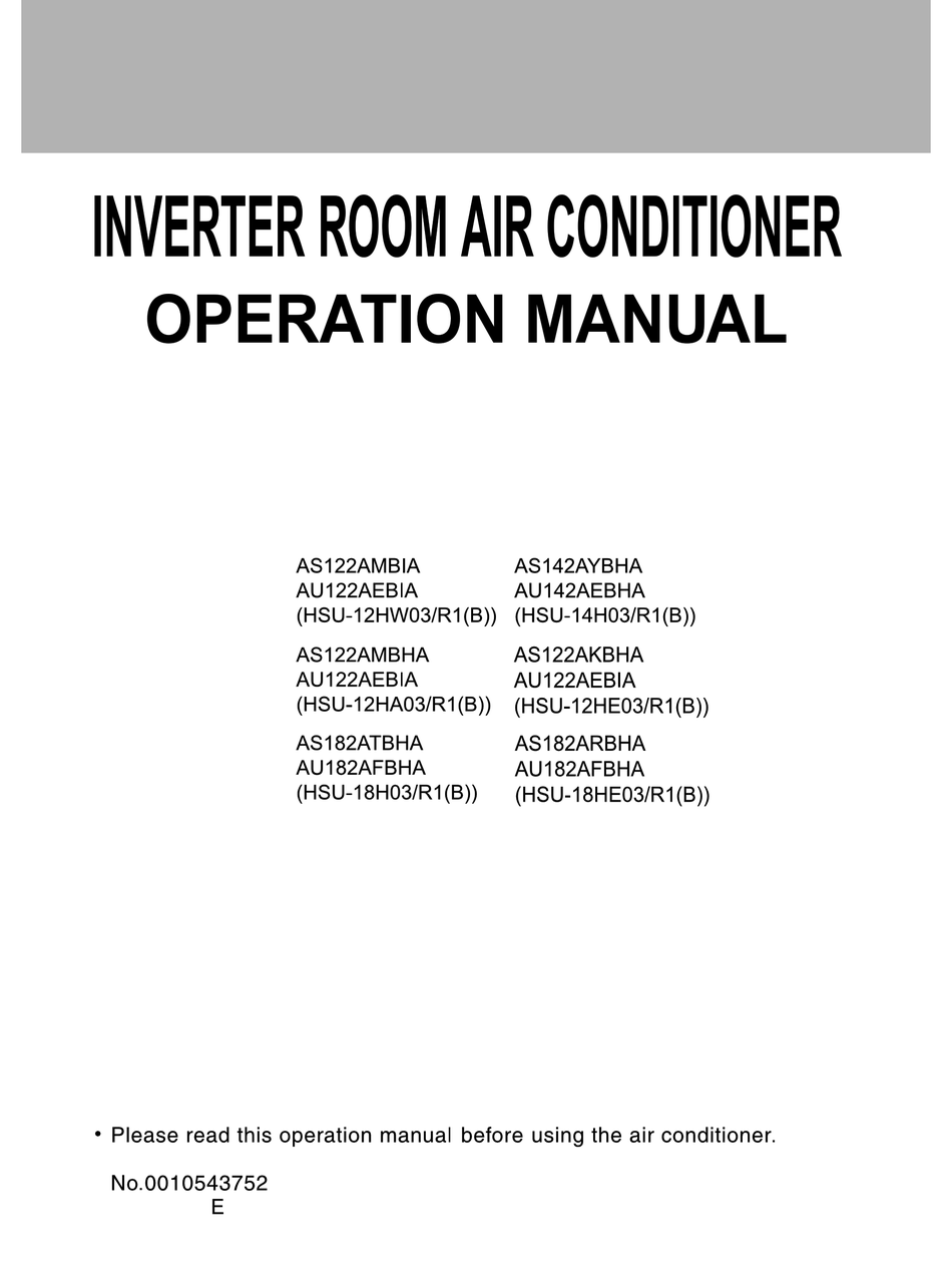 HAIER AS122AKBHA AIR CONDITIONER USER MANUAL ManualsLib