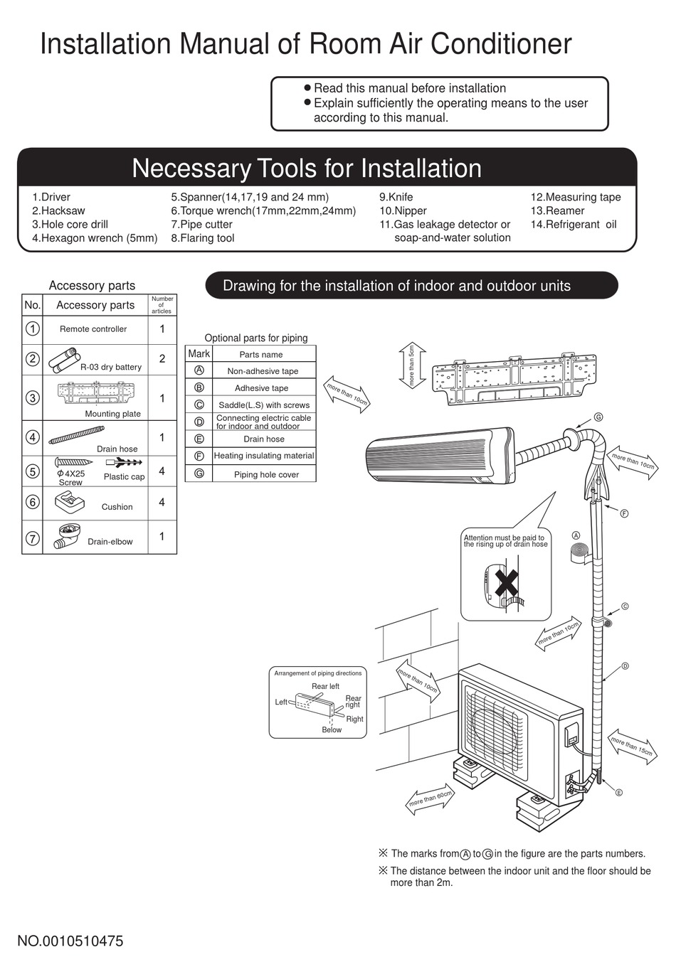 Haier H2sm 18hc03 R2 Installation Manual Pdf Download Manualslib