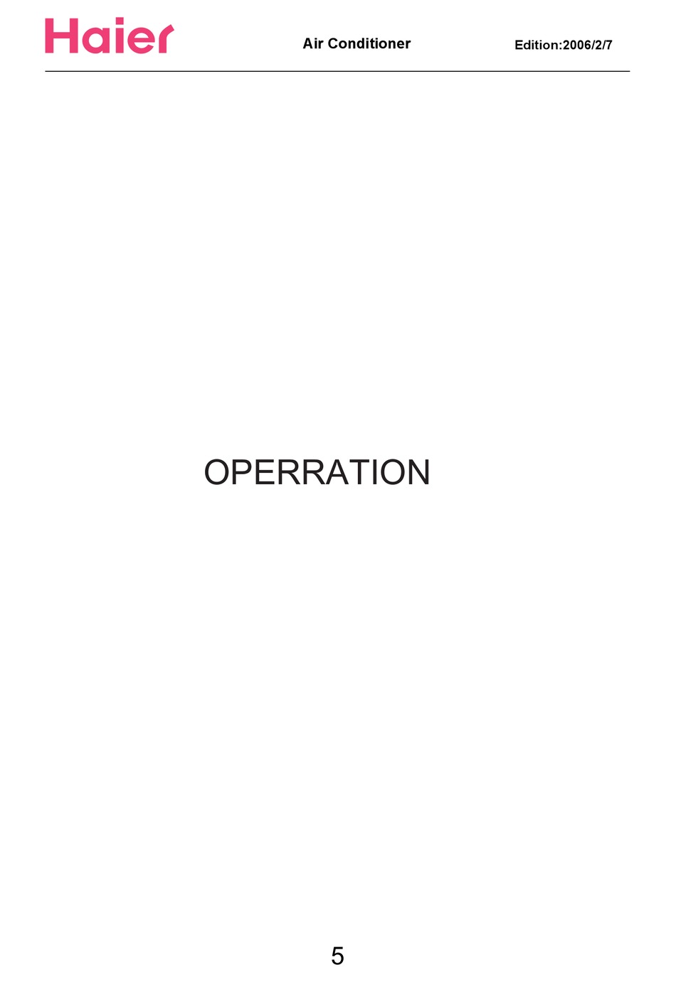 HAIER HTWR12VC6 AIR CONDITIONER OPERATING MANUAL ManualsLib