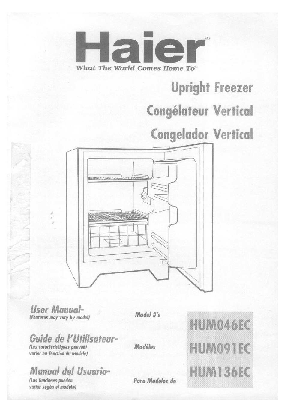 HAIER HUM046EC FREEZER USER MANUAL ManualsLib