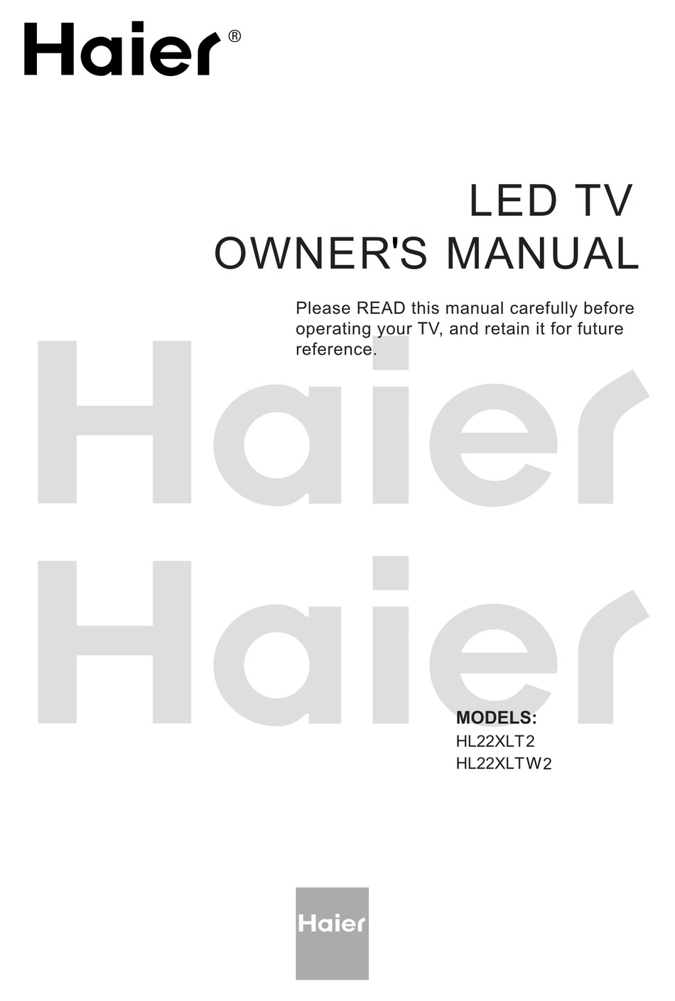 HAIER HL22XLT2 LED TV OWNER