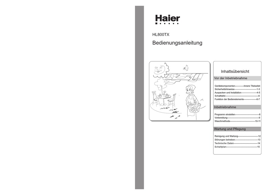 HAIER HL800TX WASHER BEDIENUNGSANLEITUNG ManualsLib