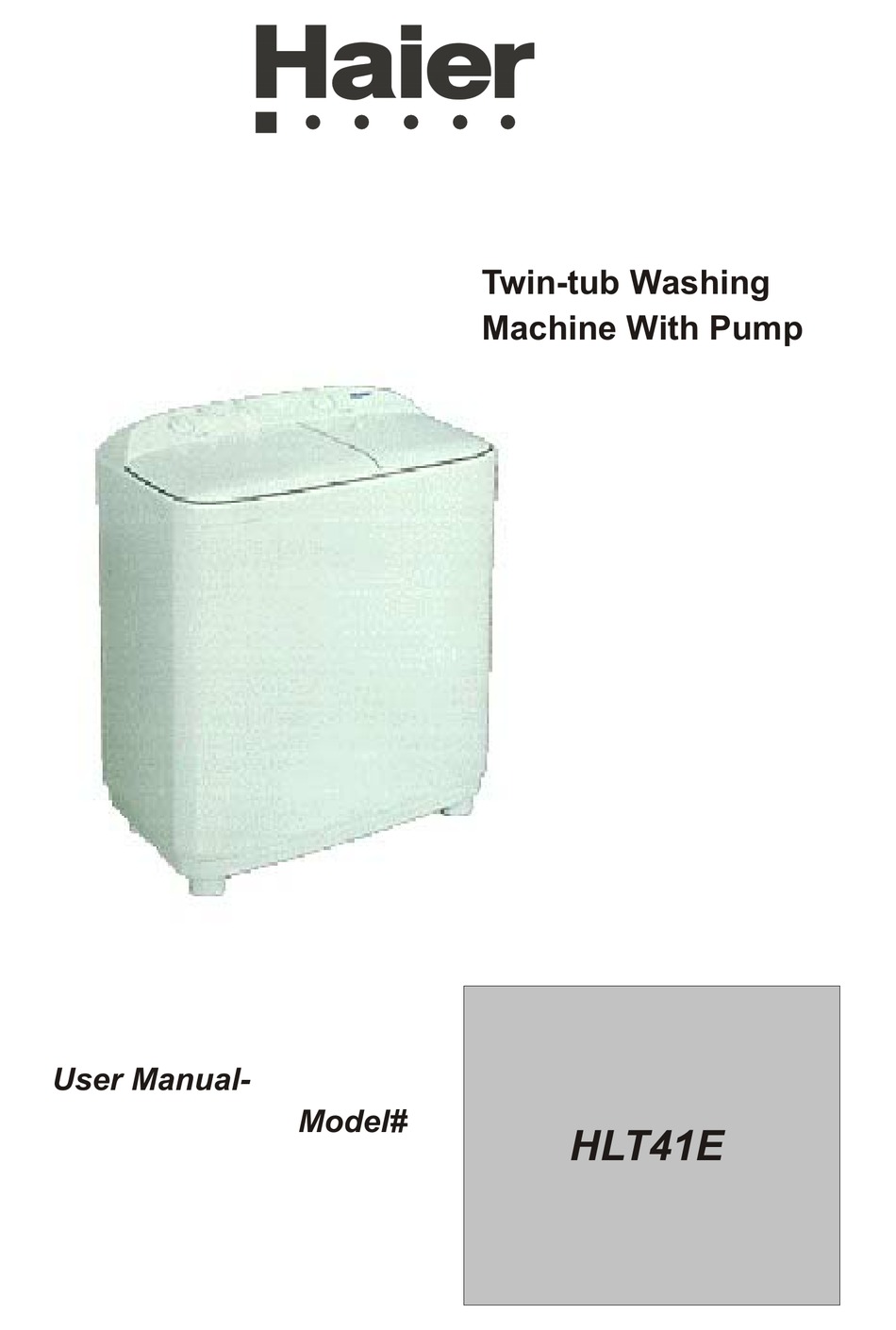 HAIER HLT41E WASHER USER MANUAL ManualsLib