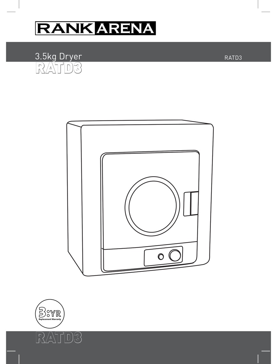 RANK ARENA RATD3 DRYER USER MANUAL ManualsLib