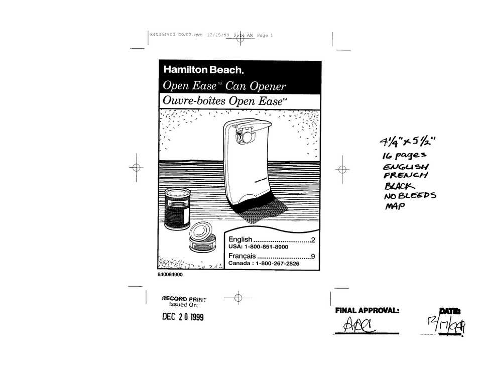 User manual Hamilton Beach SmoothTouch (English - 20 pages)