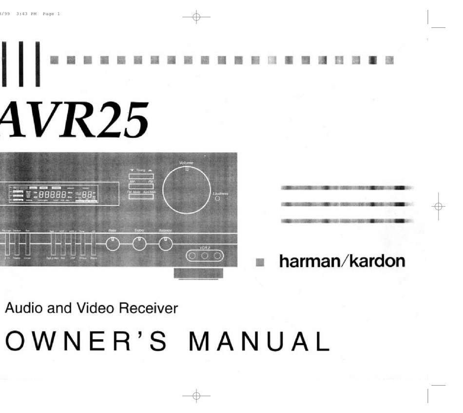 HARMAN KARDON AVR 25 OWNER'S MANUAL Pdf Download | ManualsLib