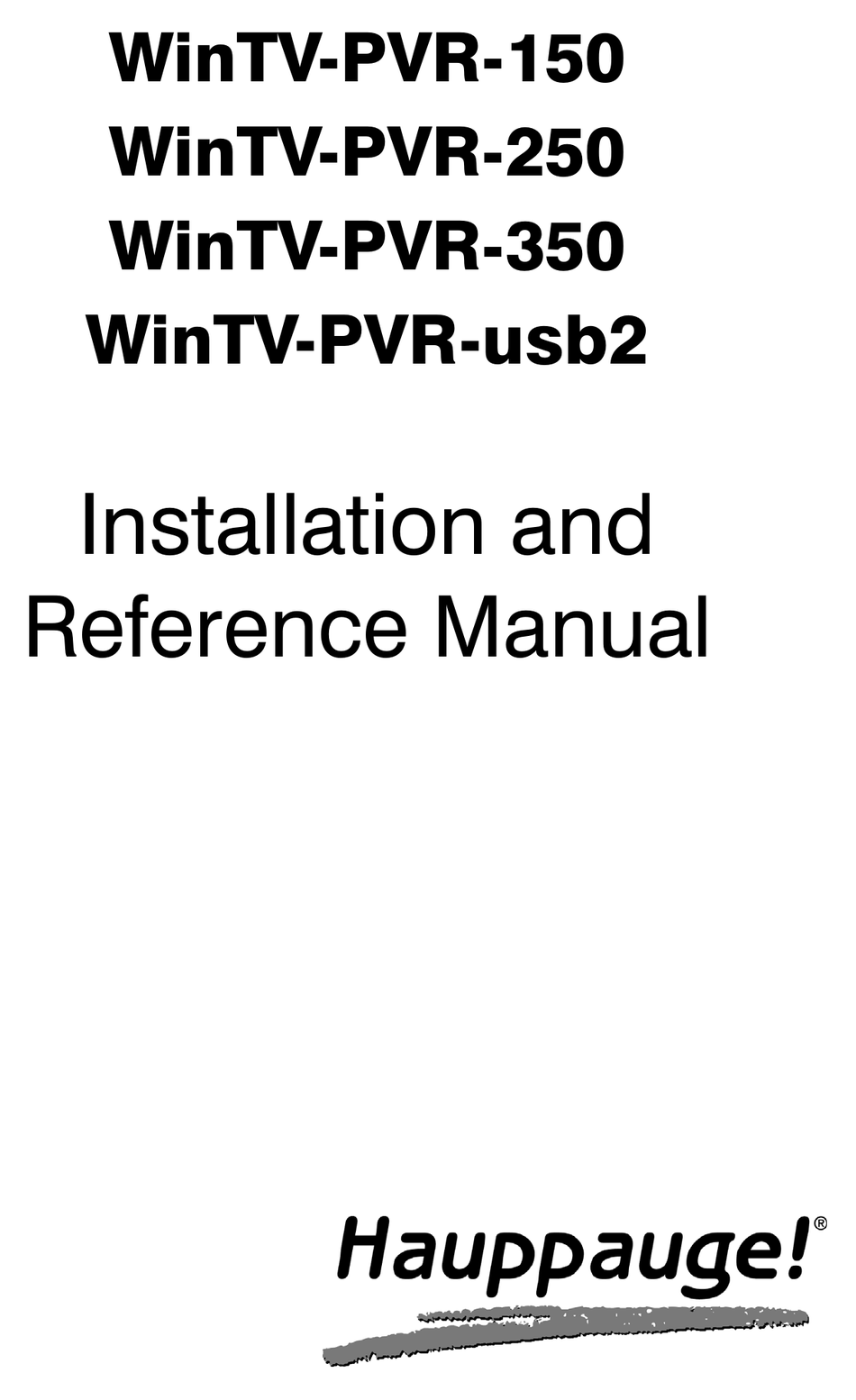 hauppauge wintv pvr