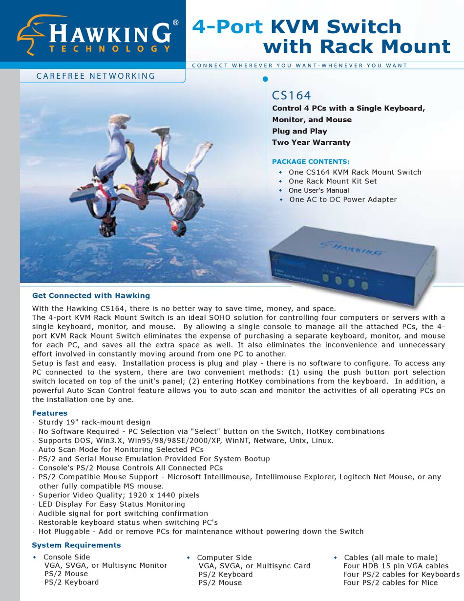 HAWKING CS164 SWITCH SPECIFICATIONS ManualsLib