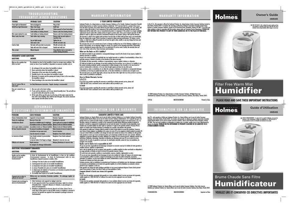 HOLMES HM5305-UC OWNER'S MANUAL Pdf Download | ManualsLib