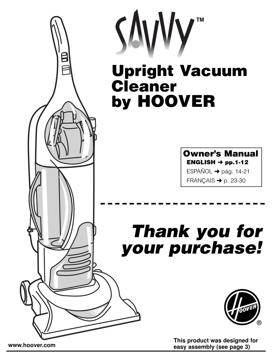 HOOVER U8181900 VACUUM CLEANER OWNER'S MANUAL ManualsLib