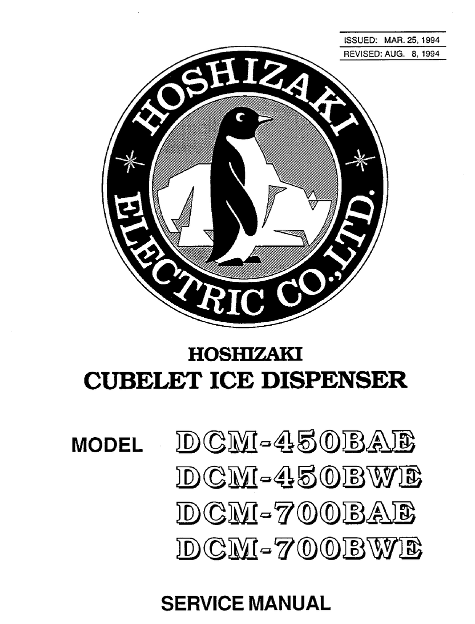 HOSHIZAKI DCM450BAE ICE MAKER SERVICE MANUAL ManualsLib
