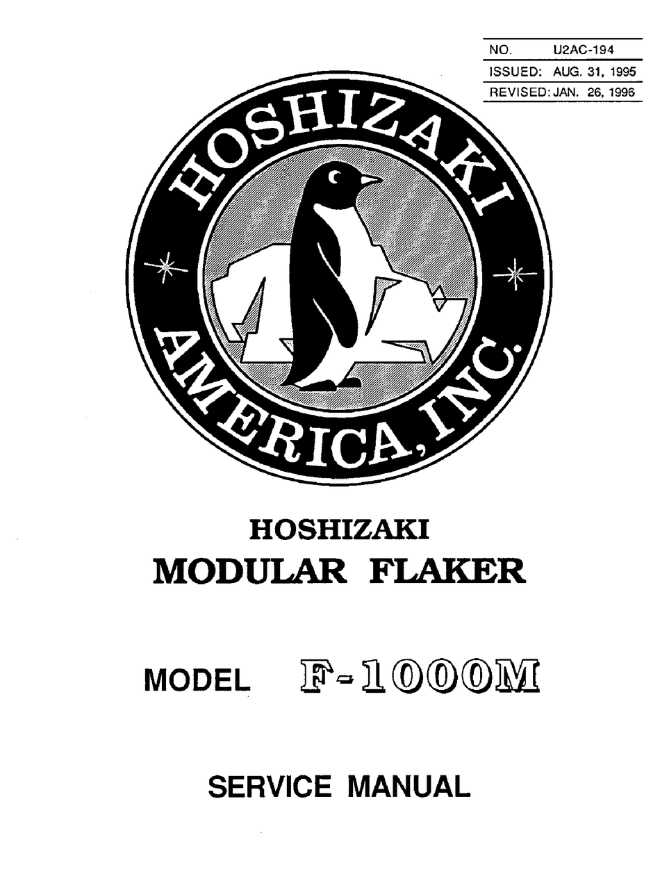 HOSHIZAKI F1000M ICE MAKER SERVICE MANUAL ManualsLib