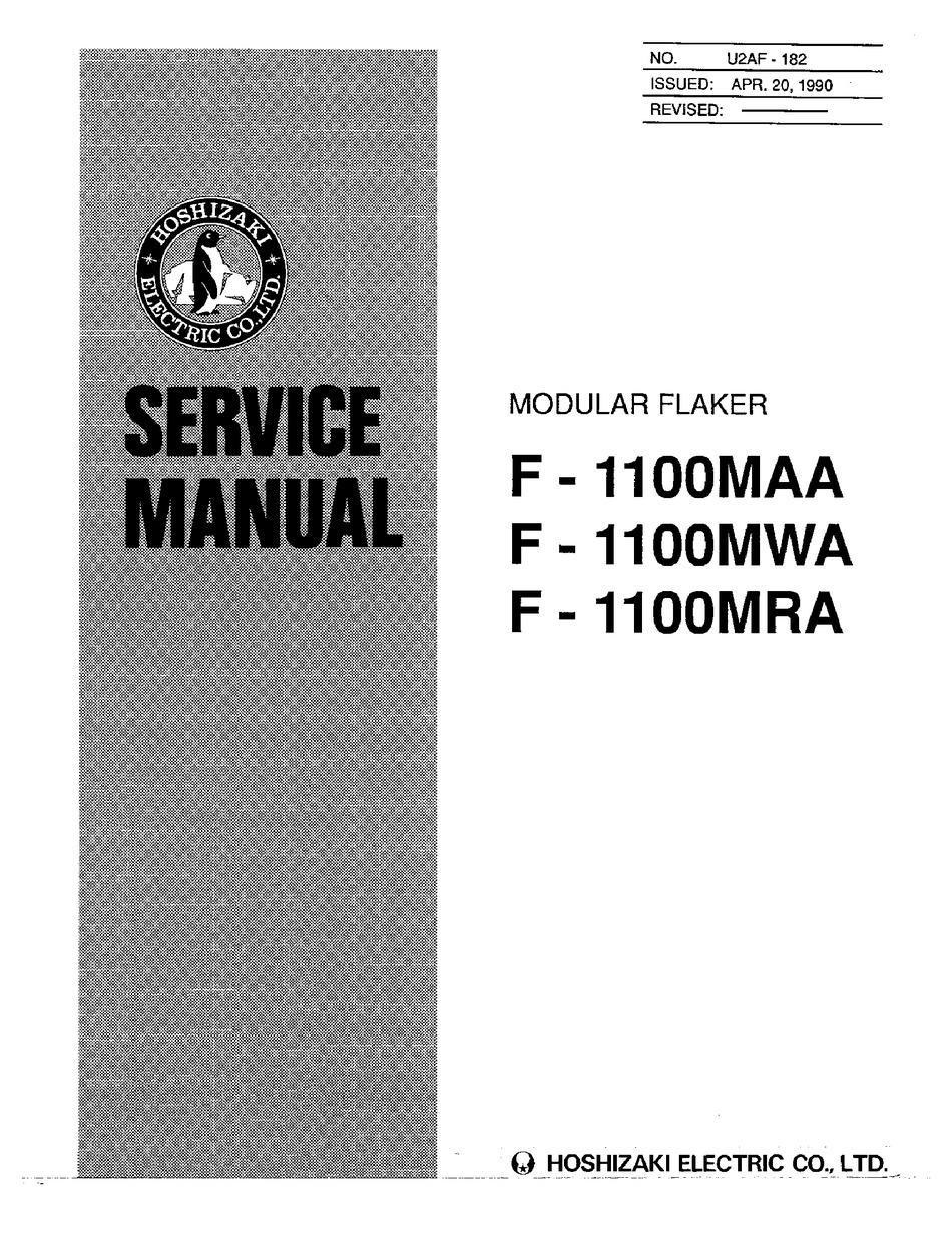 HOSHIZAKI F1100MRA ICE MAKER SERVICE MANUAL ManualsLib