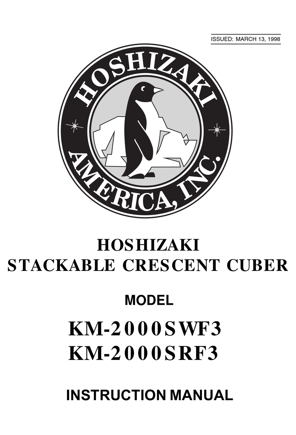 HOSHIZAKI KM2000SRF3 ICE MAKER INSTRUCTION MANUAL ManualsLib