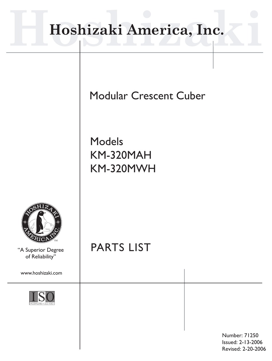 HOSHIZAKI KM320MAH ICE MAKER PARTS LIST ManualsLib